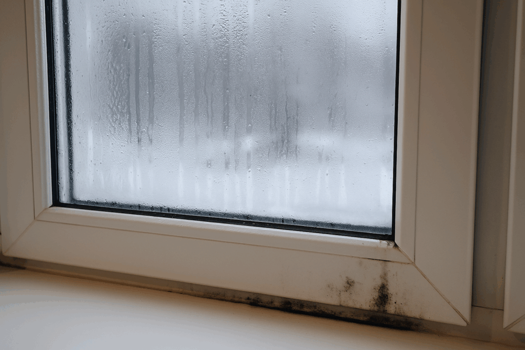 Undichtes Fenster mit Schimmelbildung